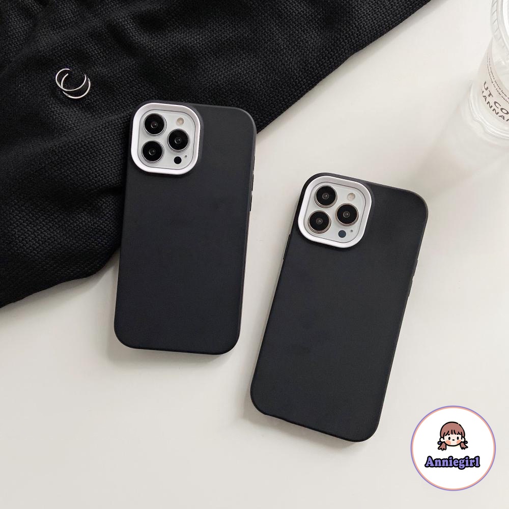 Ốp Điện Thoại Silicone Mềm Màu Đen Đơn Giản Chống Sốc 3 Trong 1 Cho IPhone 14 13 12 11 Pro Max X XR 8 7 Plus