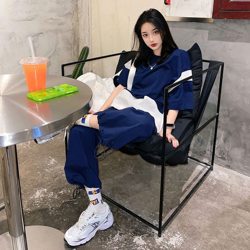 Bộ đồ gồm áo và quần dài phong cách đường phố thời trang mùa hè dành cho nữ (có bán lẻ)