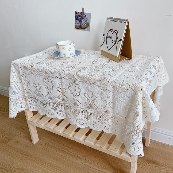 Khăn thêu ren trắng trải bàn, tab, picnic, chụp ảnh phong cách cổ điển vintage, retro
