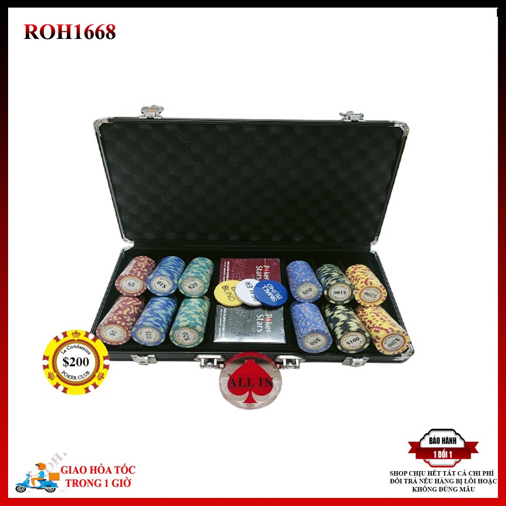 Bộ Vali Phỉnh Chip Poker Chất Liệu Gốm Sứ Cao Cấp PK 10