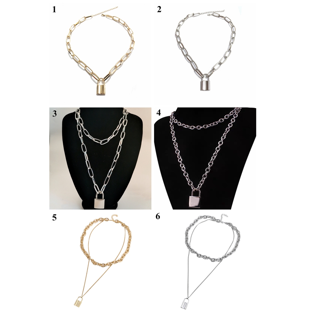 Vòng cổ bằng thép không gỉ có ổ khóa kim loại phong cách Gothic