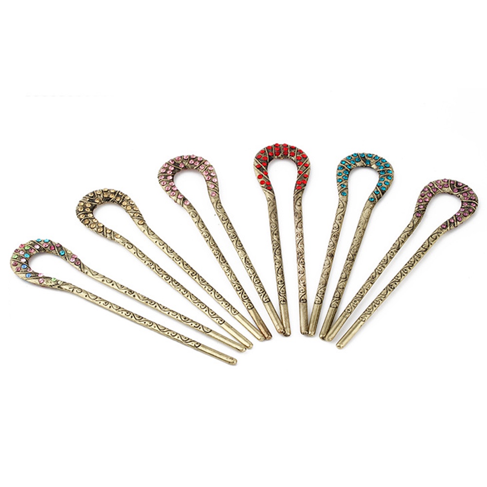 Trâm cài tóc hình chữ U đính đá thiết kế thời trang