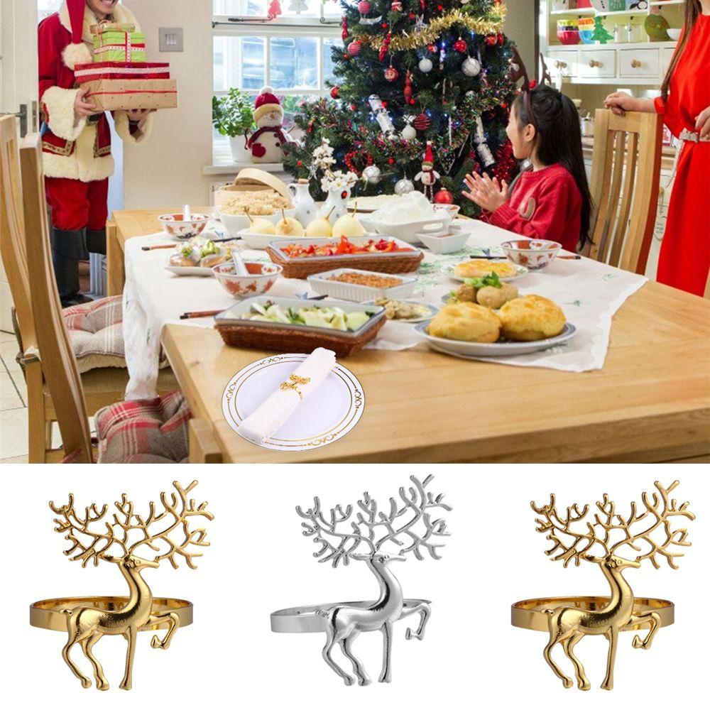 Set 1 / 6 Giá Đỡ Khăn Ăn Bằng Gỗ Họa Tiết Giáng Sinh Dễ Thương Độc Đáo Trang Trí Nhà Cửa / Quán Bar / Tiệc Cưới