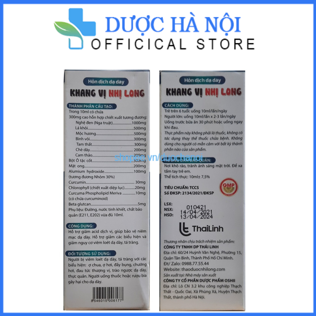 Hỗn dịch dạ đay Khang Vị Nhị Long – giúp bảo vệ dạ dày, giảm nguy cơ viêm loét dạ dày, tá tràng hộp 15 gói