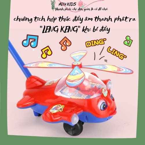 Xe đẩy cho bé tập đi - Đồ chơi cho bé hình máy bay 22x20x15cm kèm gây đẩy tập đi vui nhộn tạo động lực đi cho bé A384