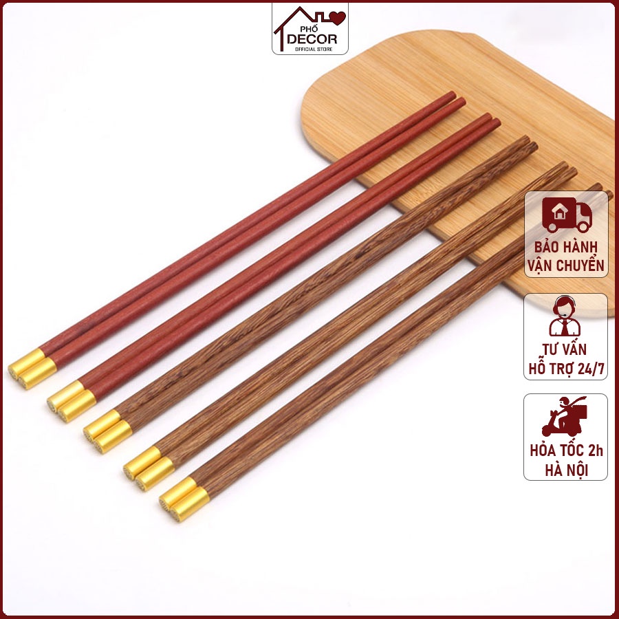 Cao Cấp - Đũa Gỗ Ăn Cơm Không Chất Bảo Quản - Phong Cách Nhật Bản - Set 5 Đôi, 10 Đôi