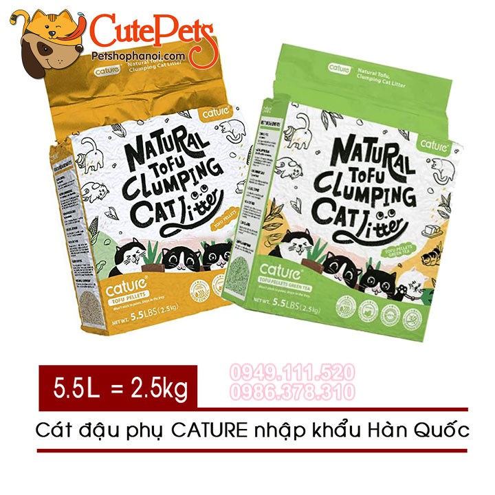 Cát đậu phụ Cature Natural Tofu 5.5L đổ được bồn cầu Dành cho mèo - Cutepets