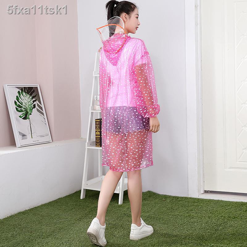 ♘Thời trang áo mưa trái đào poncho nữ sinh và người lớn dài đi chơi ngoài trời bộ