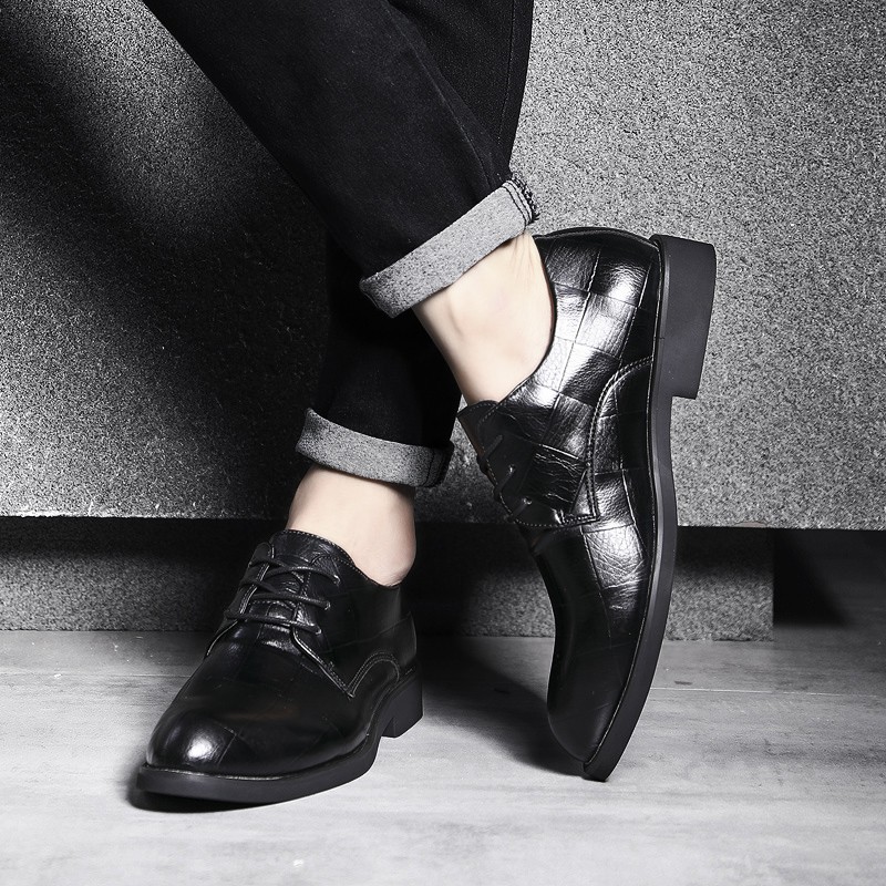 Elegant fashionable plain leather shoes for men size 38-48