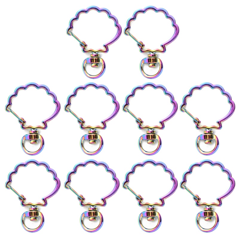 Bộ 10 Móc Khóa Tôm Hùm Bằng Kim Loại Màu Cầu Vồng DIY