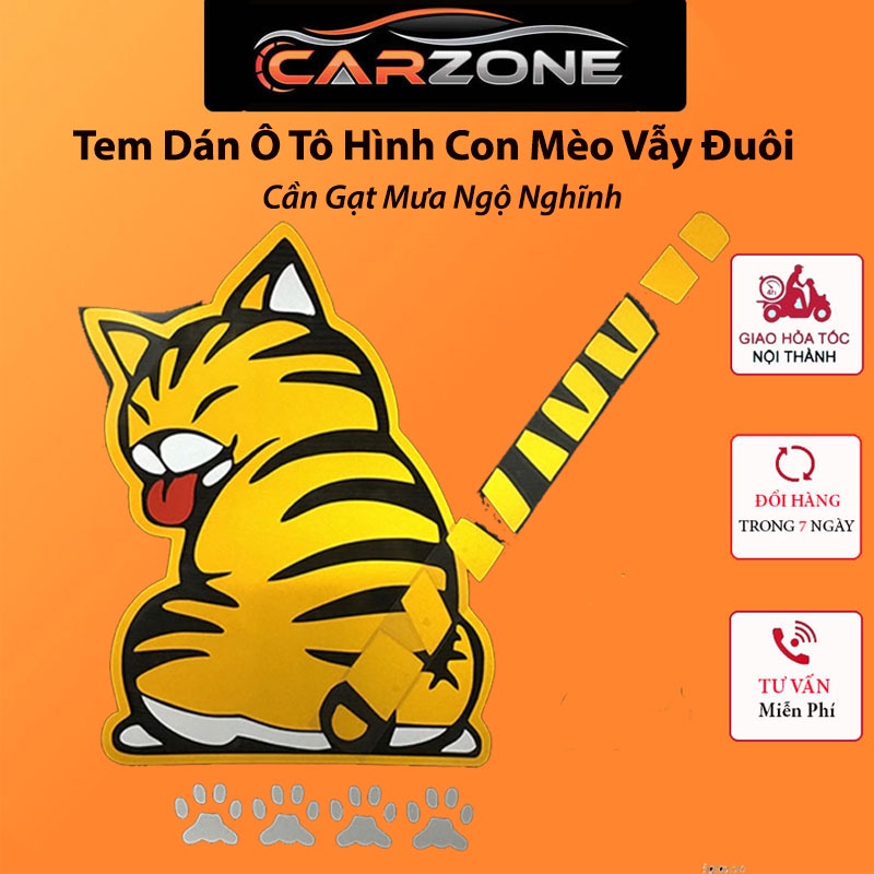 Tem Dán Xe Ô Tô Hình Dán Con Mèo Quẫy Đuôi Cần Gạt Mưa Ngỗ Nghĩnh -  Trang Trí Xe Hơi CARZONE.TOP