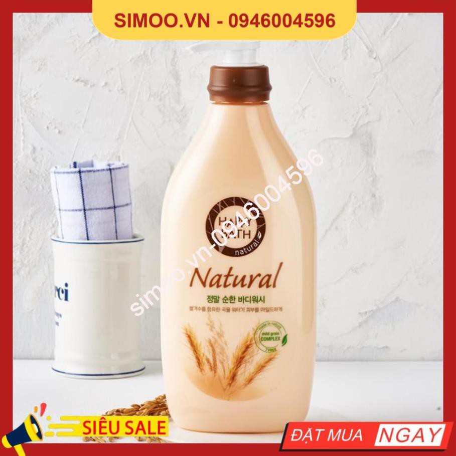 💥 ⚡ SẢN PHẨM CHÍNH HÃNG 💥 ⚡ [HAPPY BATH] SỮA TẮM DƯỠNG ẨM DỊU NHẸ TỪ NGŨ CỐC 500ML -  [해피바스] 내추럴 정말 순한 바디워시 500ML 💥 ⚡