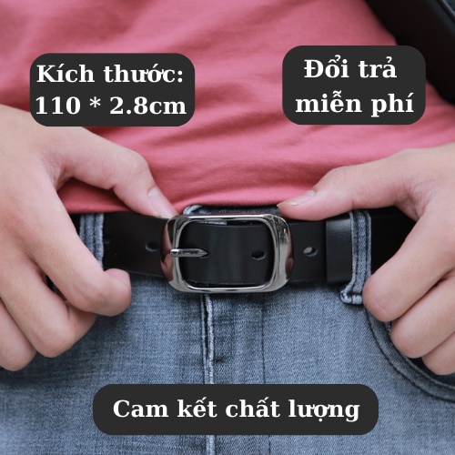 Thắt Lưng Unisex Dây Nịt Lưng Da Bò ForD Thật PUN Màu Đen Đẹp Nam Nữ Phong Cách Hàn Quốc Cao Cấp