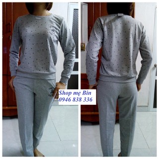 Bộ nỉ da cá chấm bi Uniqlo