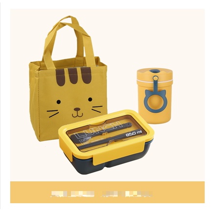 [Hàng Sẵn] Hộp Cơm Văn Phòng 1000ml Tặng Kèm Cốc Đựng Canh Và Muỗng Đũa Tiện Lợi chính hãng