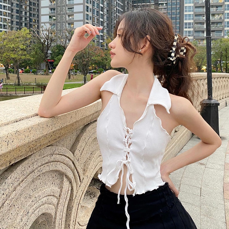 Áo Tank Top Hở Lưng Thắt Nơ Xinh Xắn Cho Nữ