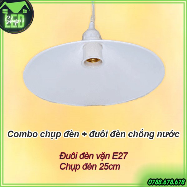 Chụp đèn và đuôi E27 vặn chống nước - chất liệu bằng nhựa trắng tốt