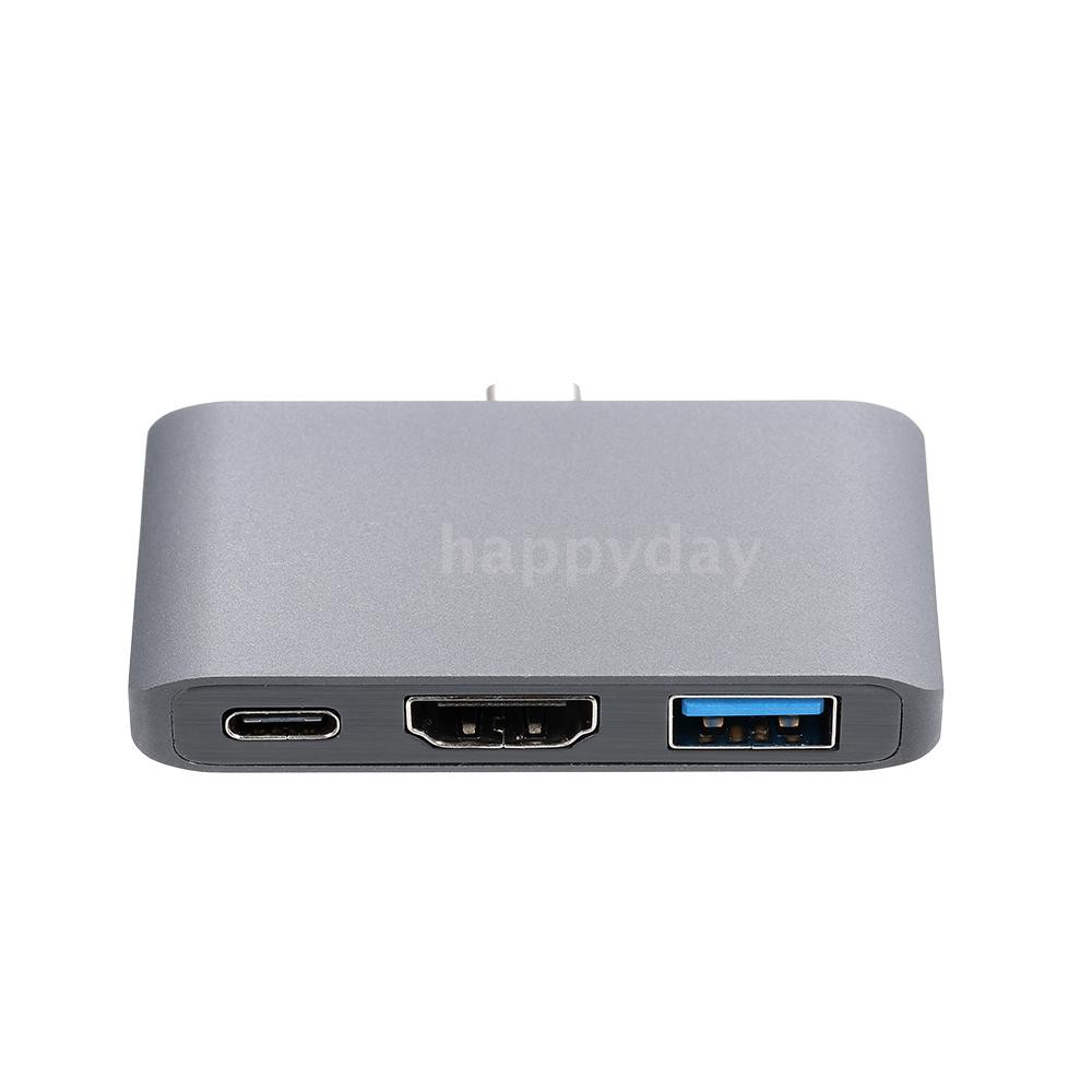 Bộ HUB tiếp hợp 3 trong 1 đa cổng kết nối Type-C với HD/USB3.1 4K UHD truyền dữ liệu nhanh cho máy chiếu/USB/điện thoại