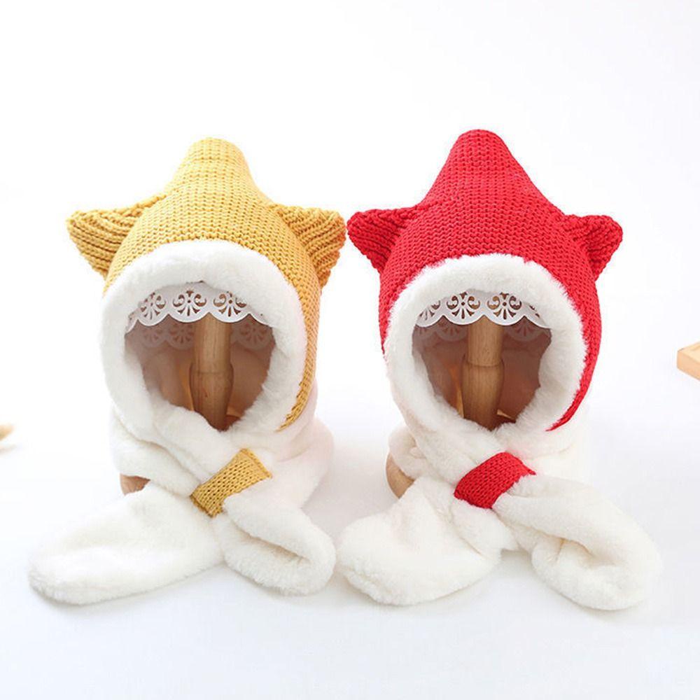 SHOUKEY Set Mũ Len Và Khăn Choàng Cổ 2 Trong 1 Cho Bé