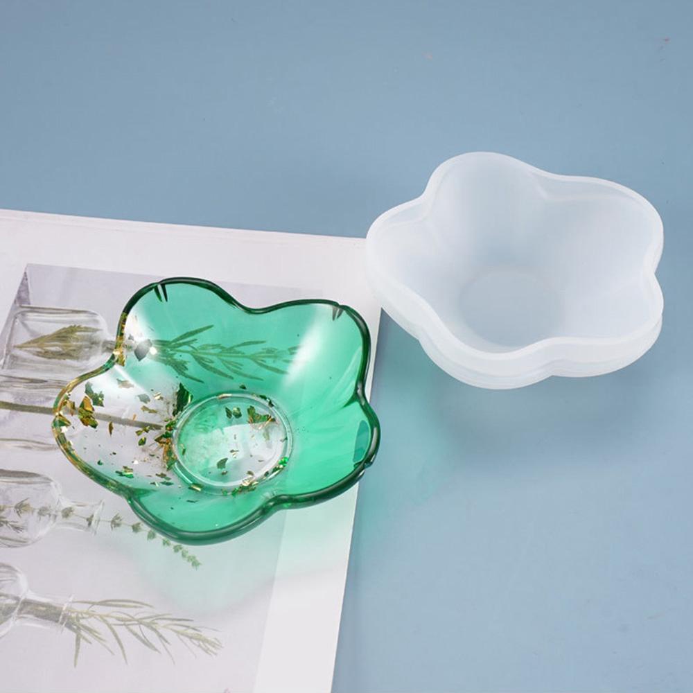 YIYU Khuôn Làm Giá Đỡ Đĩa Trang Sức Bằng Nhựa Epoxy Hình Cánh Hoa Độc Đáo DIY