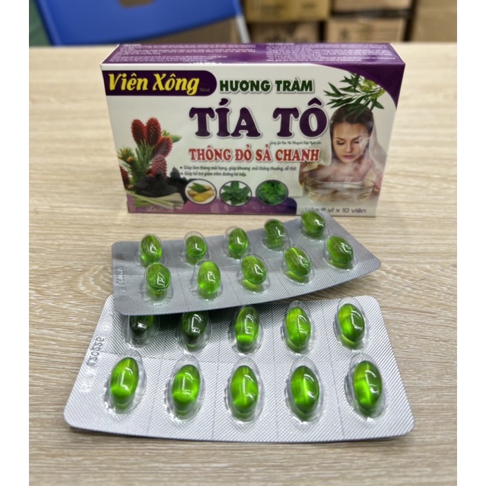 Viên xông Hương Tràm Tía Tô Thông Đỏ Chanh Xả