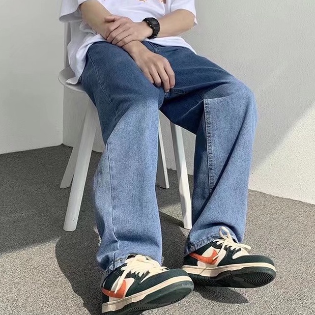Quần Jeans Ống Rộng Phong Cách Hong Kong Trẻ Trung Hàng Mới Dành Cho Nam