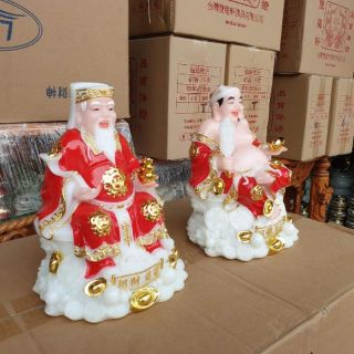 Cặp thần tài ông địa đá 8in cấp cao cao 20 cm