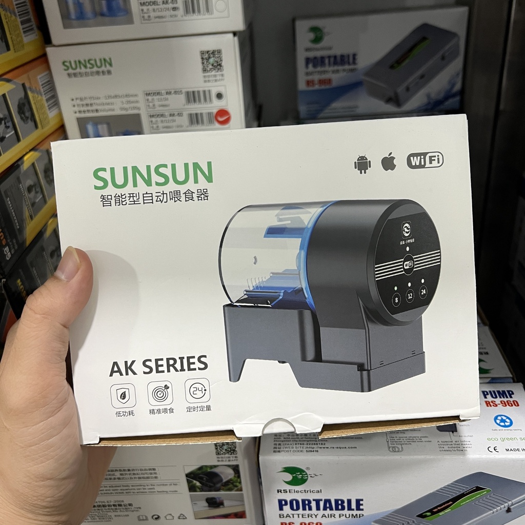 Máy cho cá ăn tự động Sunsun AK-02, AK-01S (tặng kèm 2 viên pin AA)