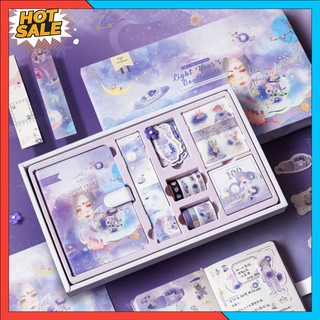 Hộp Quà Tặng Washi tape kèm sổ sticker kẹp giấy và giấy note xinh Decor Bullet Journal Takenote 17 mẫu WS15