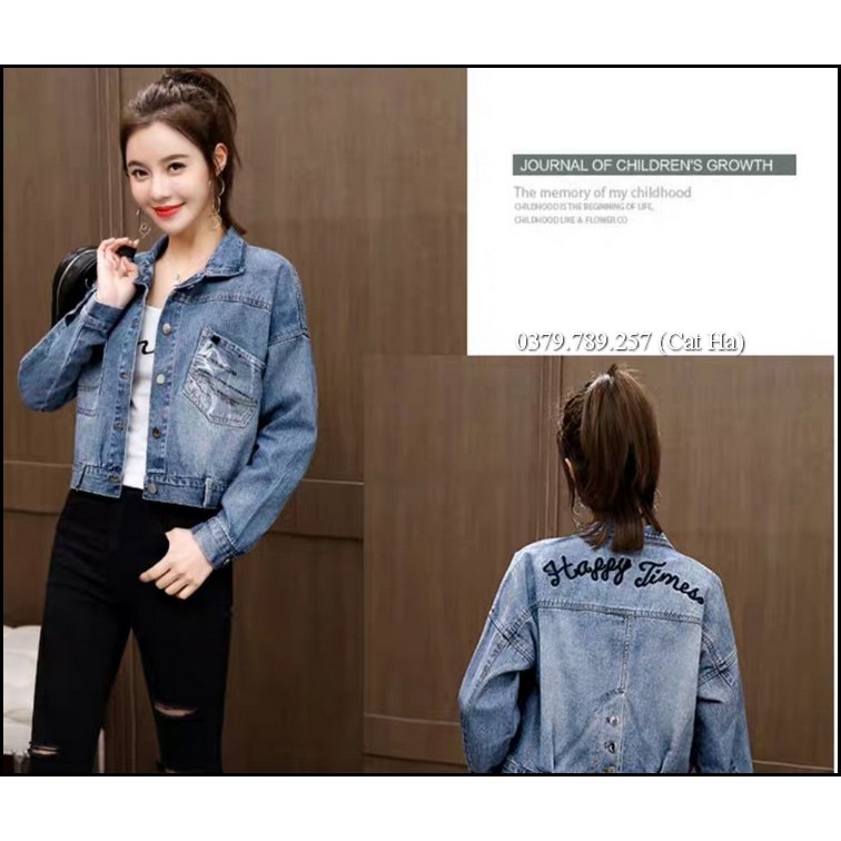 Áo khoác nữ chất jean cao cấp thời trang form dưới 58Kg Hapy Times 2 BB47