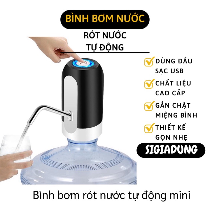 [SGD] Bình Bơm Nước - Vòi Bơm Hút Nước Tự Động Mini Đầu Sạc USB, Chịu Nhiệt Tốt 6080