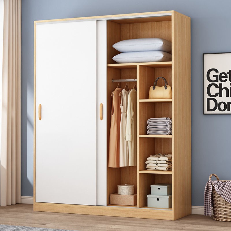 Lắp đặt trọn gói tủ quần áo phòng ngủ gia đình ráp cửa lùa cho thuê lưu trữ đựng gỗ đặc