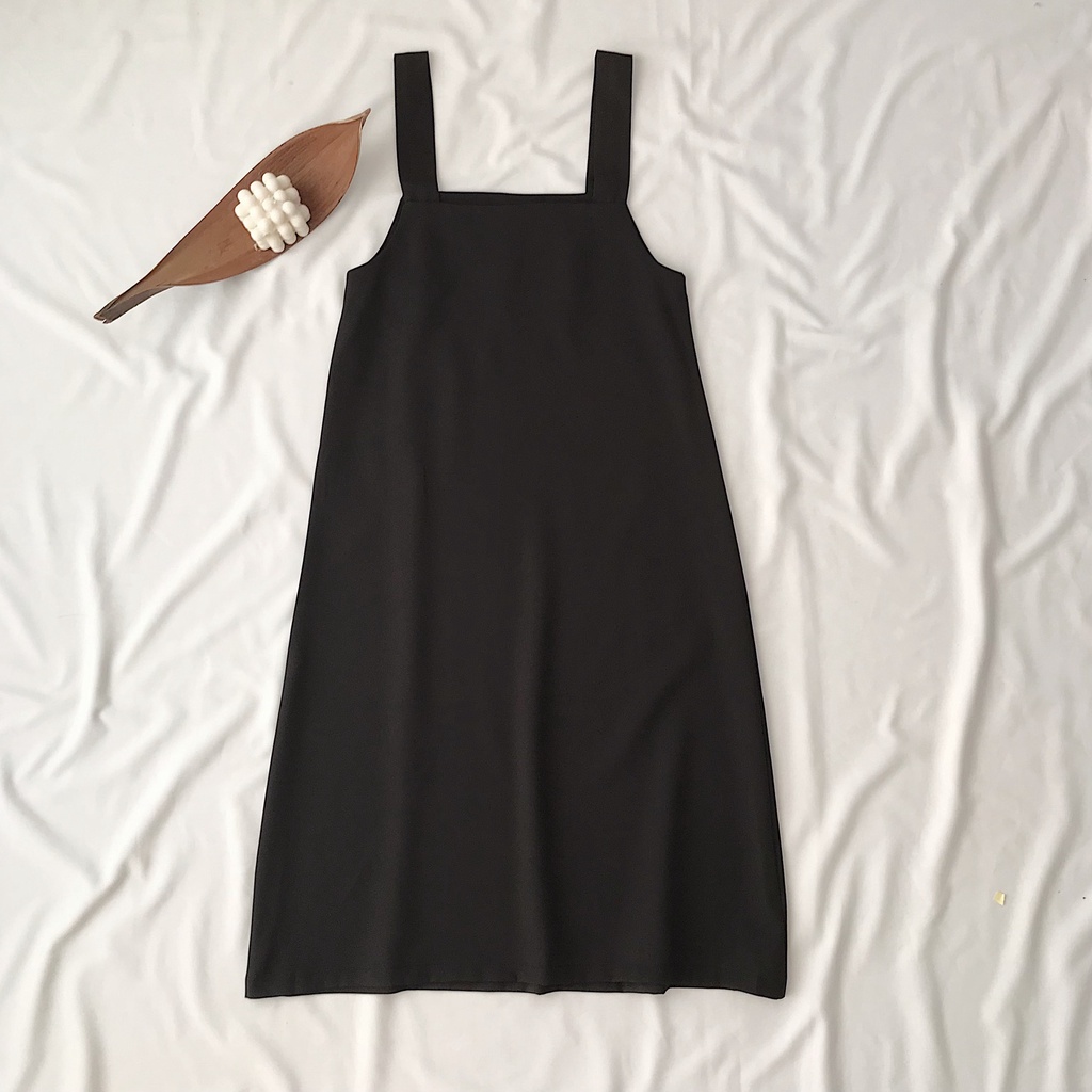 Yếm Váy Nữ JEMCLOSET Dáng Suông Váy Yếm Dài Hàn Quốc From Rộng Thoải Mái Màu Đen Dễ Phối Đồ Menlo 7125