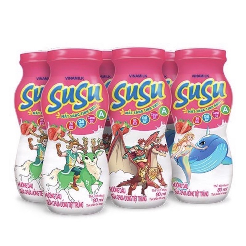 Chai Sữa Chua Uống SuSu IQ - 6 chai x 80ml