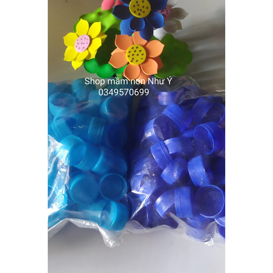 100 Nắp chai nhựa nhiều màu 🌻SHOP MẦM NON NHƯ Ý 🌻- Đồ Dùng Mầm Non 🌻