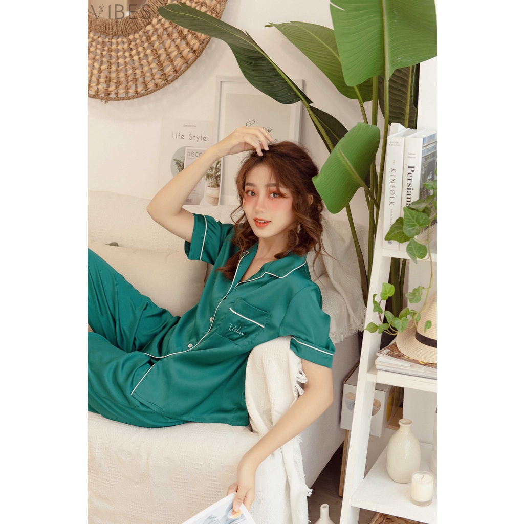Bộ Pijama dài lụa cao cấp VIBES Teal Long Py Set
