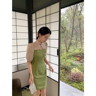Đầm Sườn Xám Cách Tân Họa Tiết Hoa Phong Cách Retro Thời Trang Cho Nữ
