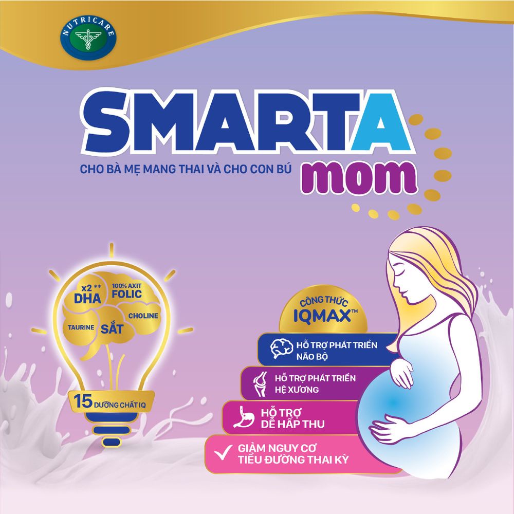 Sữa bột cho mẹ bầu,cho con bú Nutricare Smarta Mom việt quất,giảm tình trạng táo bón, tiểu đường thai kỳ (400gr)