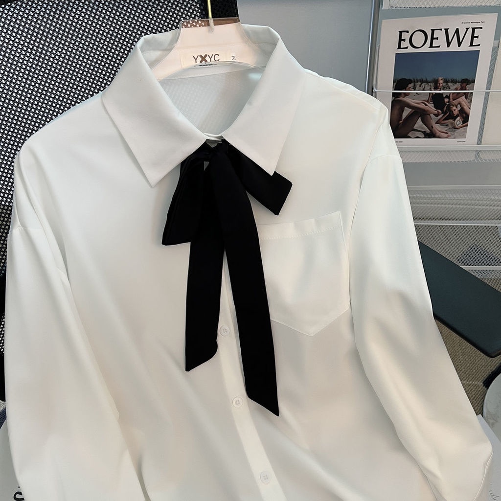 Áo Sơ Mi Trắng Dáng Rộng Phong Cách Cổ Điển Thời Trang Mùa Thu Mới Cho Nữ