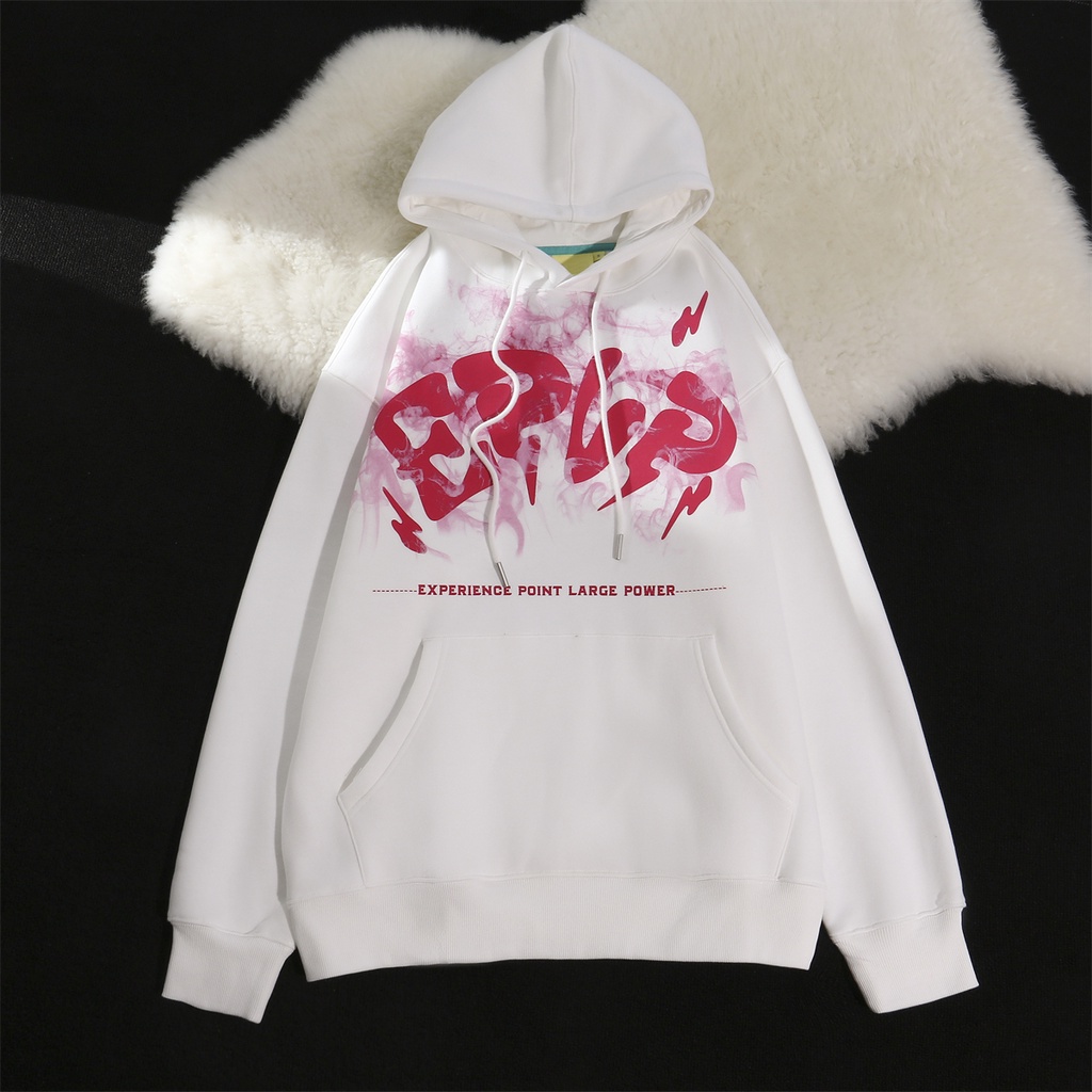 【ZHELIHANGFEI】Áo Hoodie Tay Dài Form Rộng Họa Tiết In Theo Phong Cách Preppy Dễ Phối Đồ