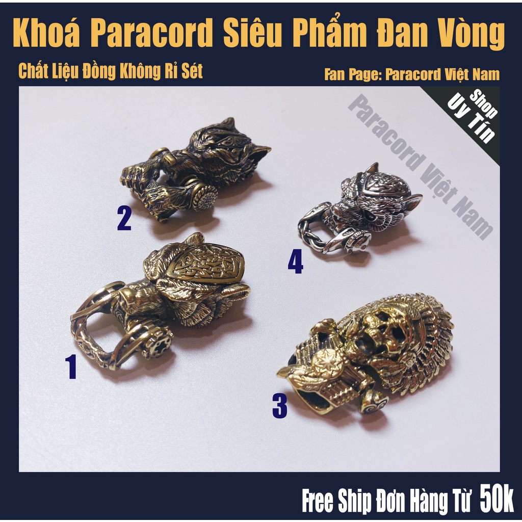 Khoá paracord đồng Siêu Phẩm đan vòng tay sinh tồn