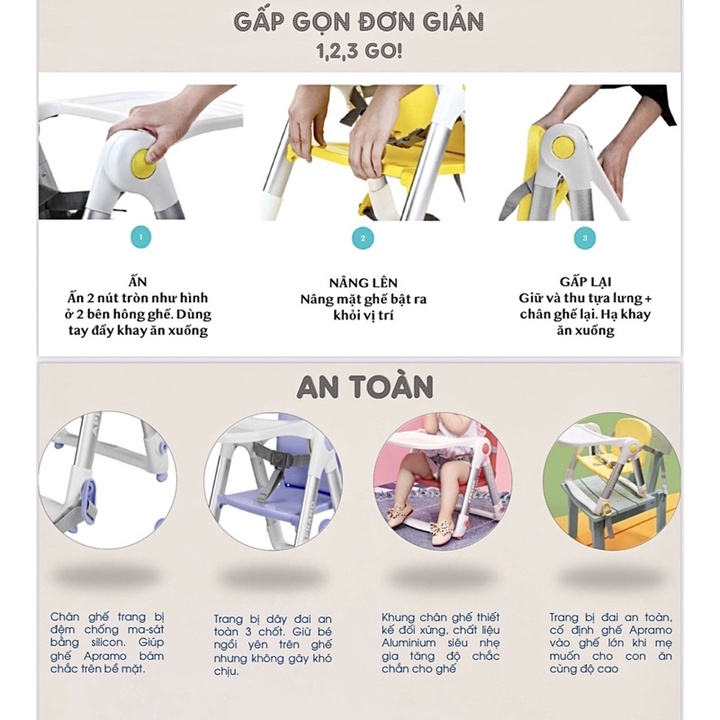 GHẾ ĂN DẶM GẤP GỌN APRAMO 🇬🇧