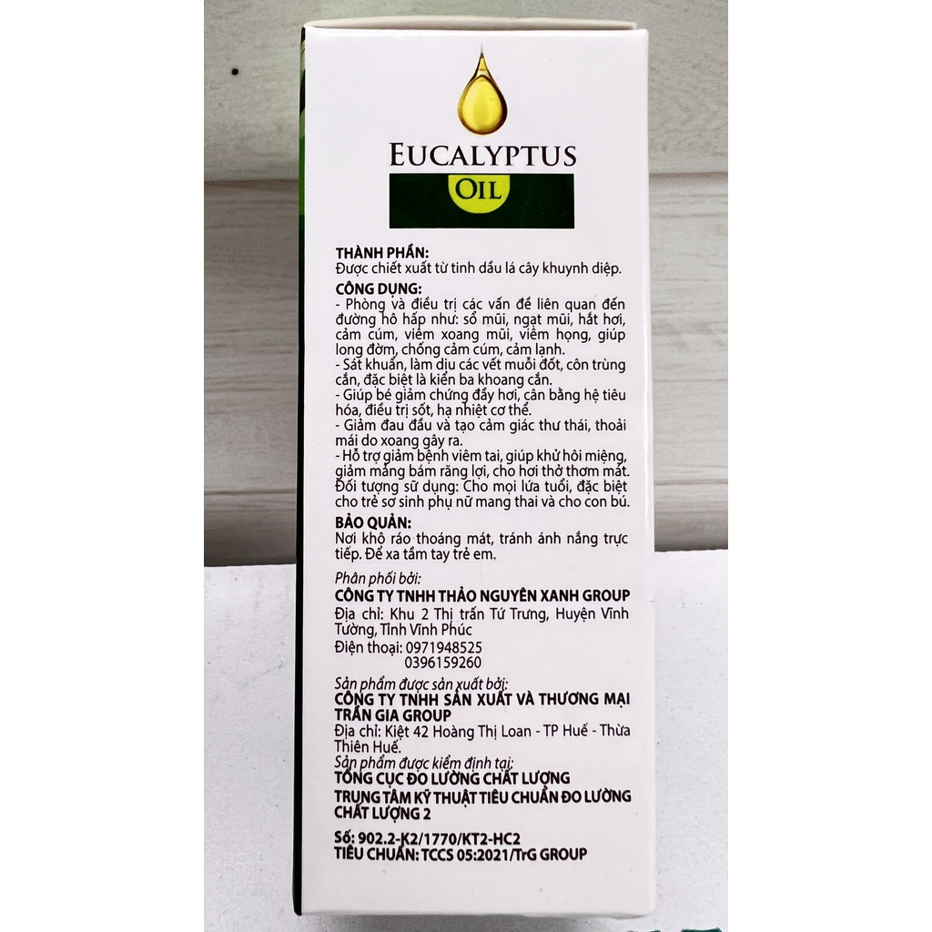 Tinh dầu khuynh diệp eucalyptus oil cho bé từ sơ sinh.chai nguyên chất 50ml.suckhoechomoinha