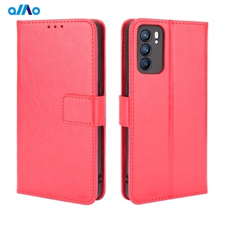 Bao da điện thoại nắp lật kiêm ví có thể làm giá đỡ cho Oppo Reno 6z Reno 6 Pro Plus 5g Reno6 6 Z Reno6Z