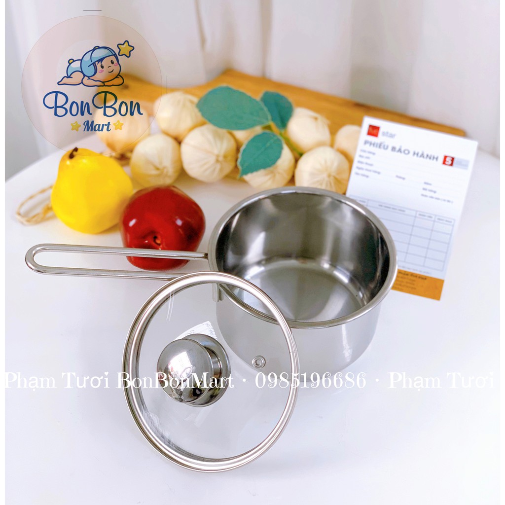 NỒI NẤU BỘT/CHÁO INOX 3 ĐÁY 14CM FIVE STAR - HÀNG LOẠI 1 DÀY DẶN, SÁNG BÓNG- CHÍNH HÃNG- BH 5 NĂM