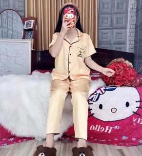 ( Freesize Lụa ) Đồ Bộ Pijama Lụa - Tay Ngắn Quần Dài