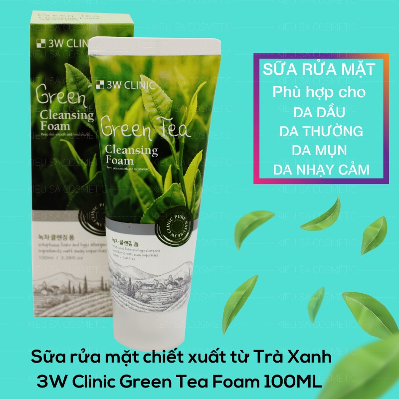 Combo x2 Sữa rửa mặt 3W Clinic trà xanh và Collagen  HSD 04/2024