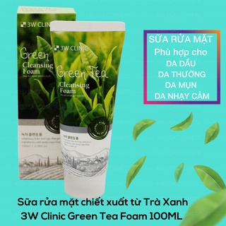 Sữa rửa mặt Trà xanh Green Tea Foam Cleansing 3W Clinic 100ml