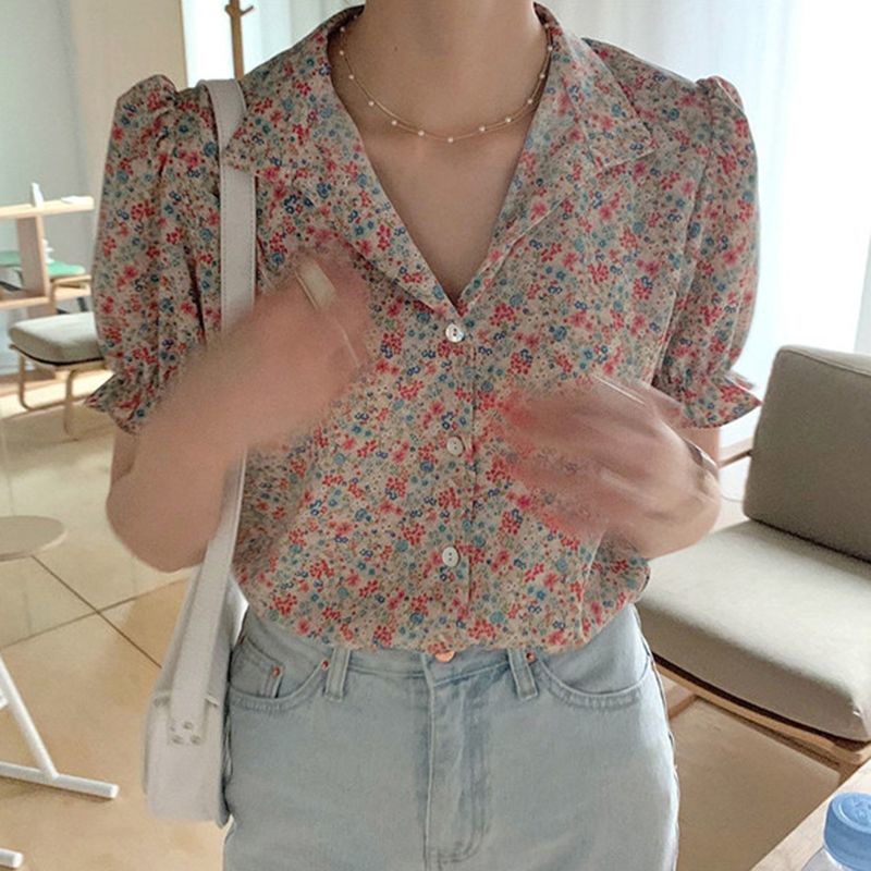Áo Sơ Mi Ngắn Tay Họa Tiết Hoa Thời Trang Dành Cho Nữ