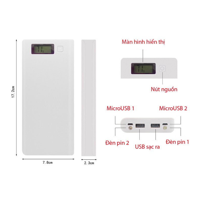 Mạch sạc dự phòng 2A xịn BQ-U8V2.0+Vỏ nhựa 8 cell +lò xo đã hàn về chỉ việc dùng (Chưa pin) mach sac pin 18650